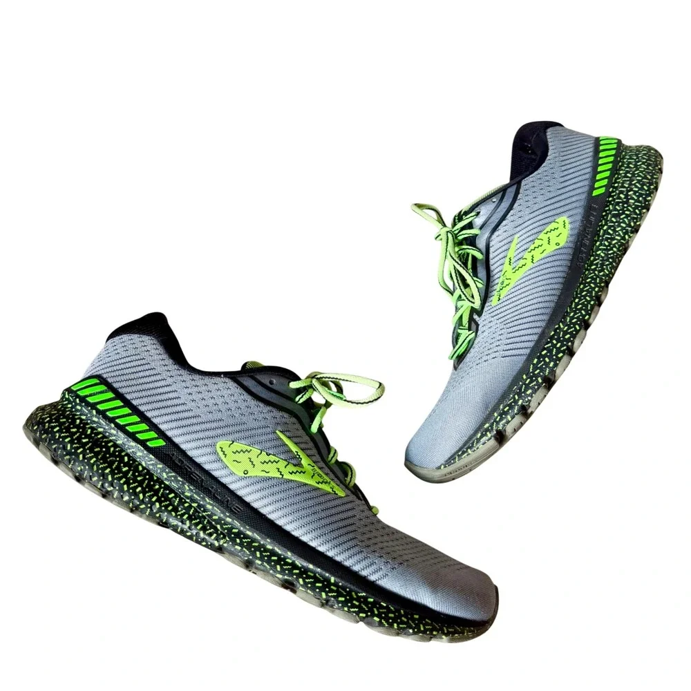Brooks Running Shoes Adrenaline GTC Grey Neon Green Men's 10